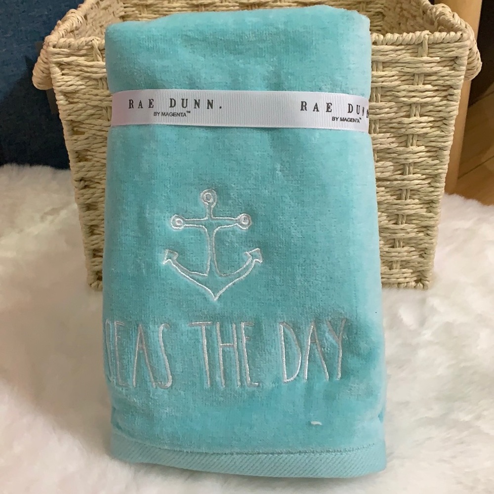 Rae Dunn Hand Towel “Seas The Day”